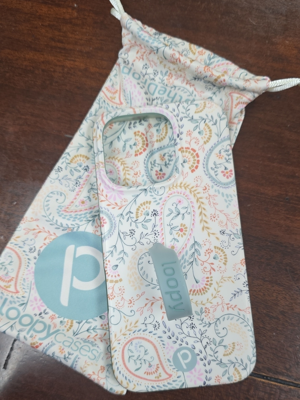 Iphone 16 Pro Loopy Case Floral Paisley Phone Case in White, Pink, Blue